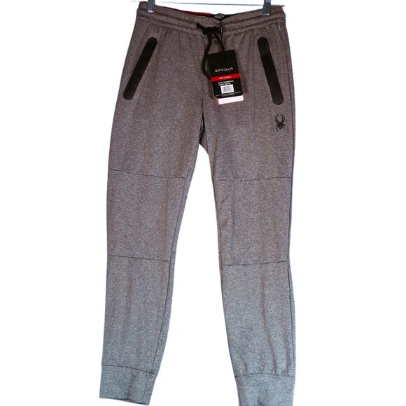 NWT Spyder Joggers Performance Sweatpants Mens Small Heather Gray Zip Pockets - Picture 1 of 11